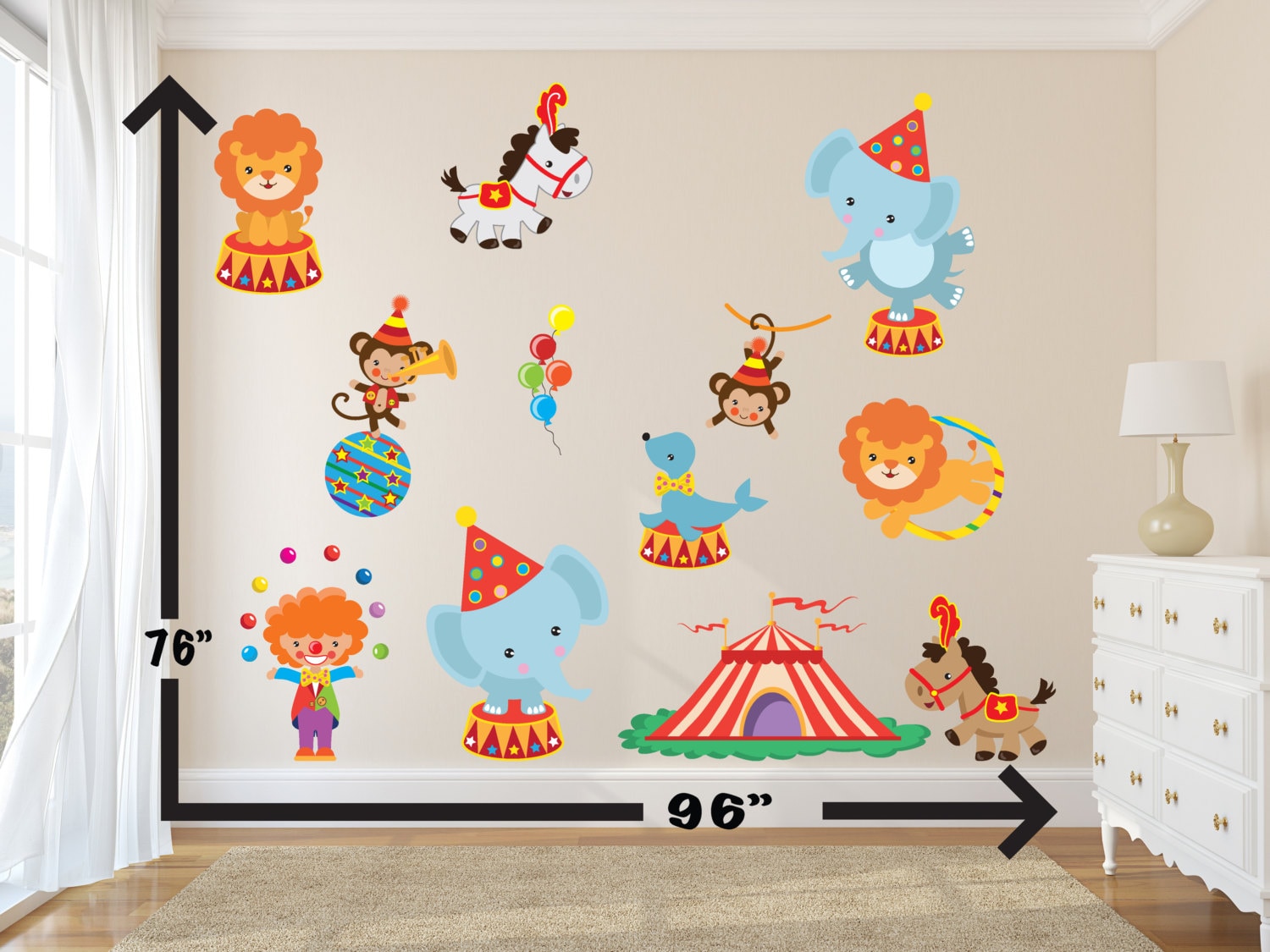 Circus Wall Decal / Boys Circus Room Wall Decals / Elephant