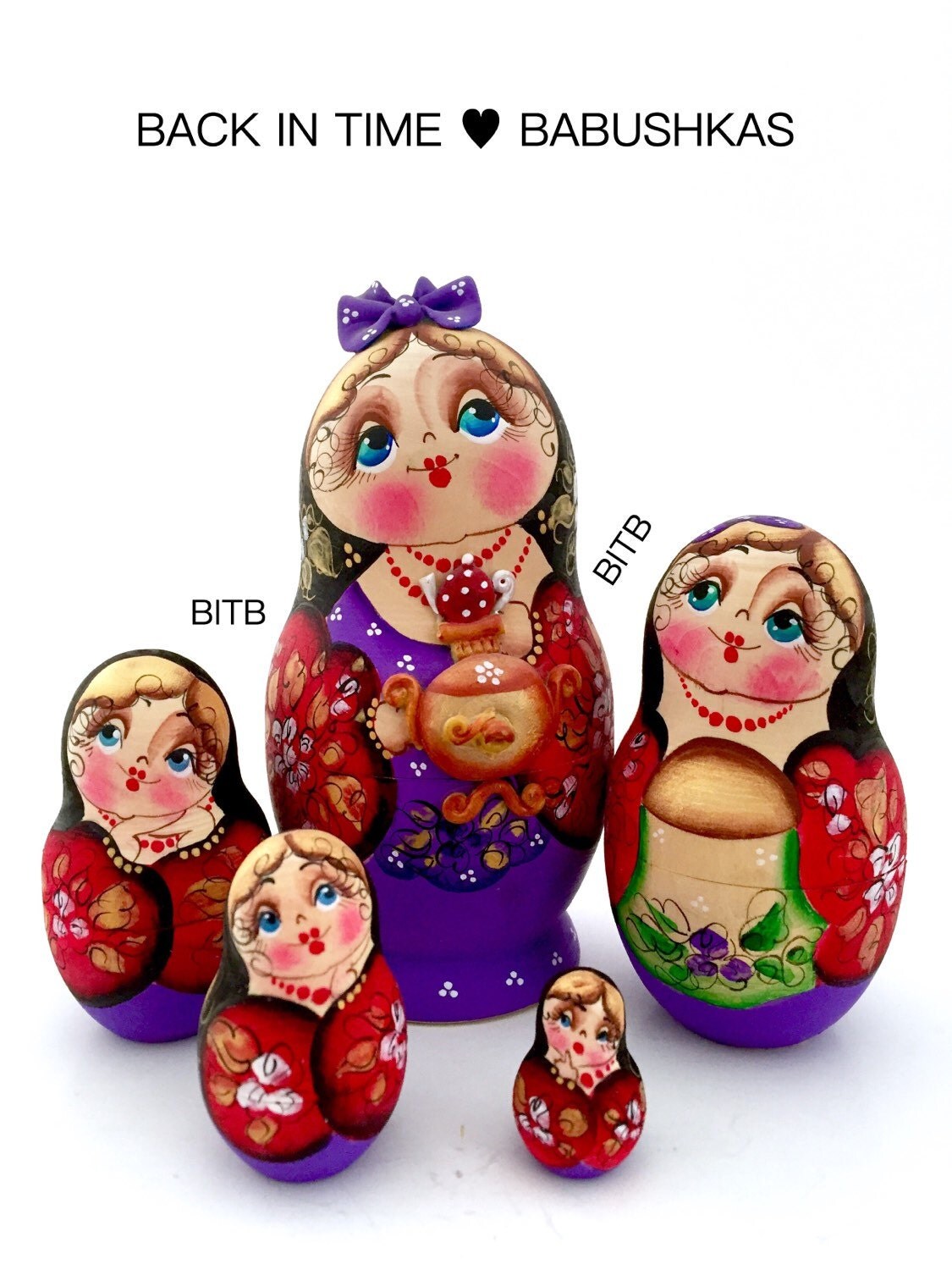 Vintage 1996 Nesting Dolls Ukrainian Matryoshka Dolls.