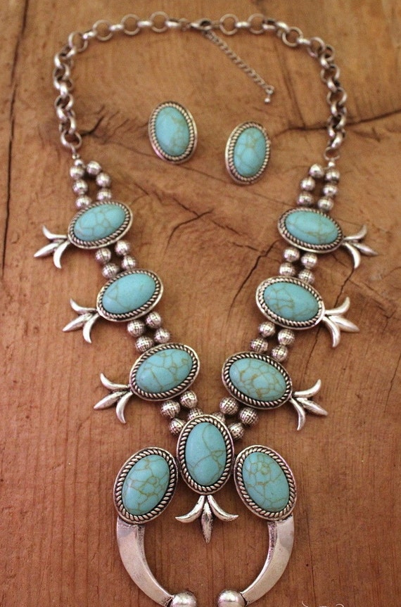 Squash Blossom Necklace Set by CrazyJonesEmporium on Etsy