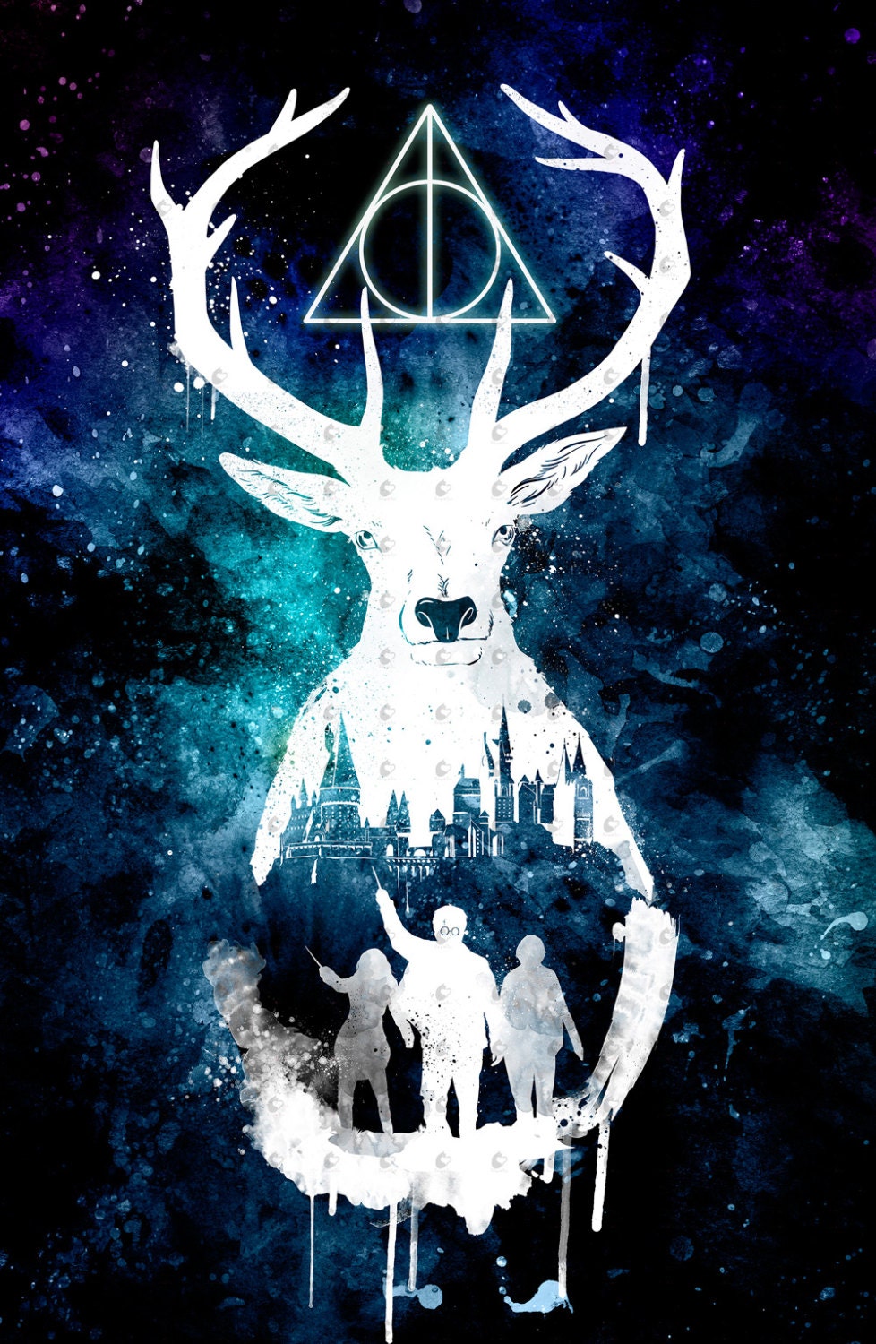 Harry Potter Hogwarts Watercolor Poster Art Print