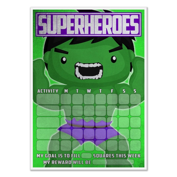 Superhero Hulk Magnetic Childrens Reward Chart