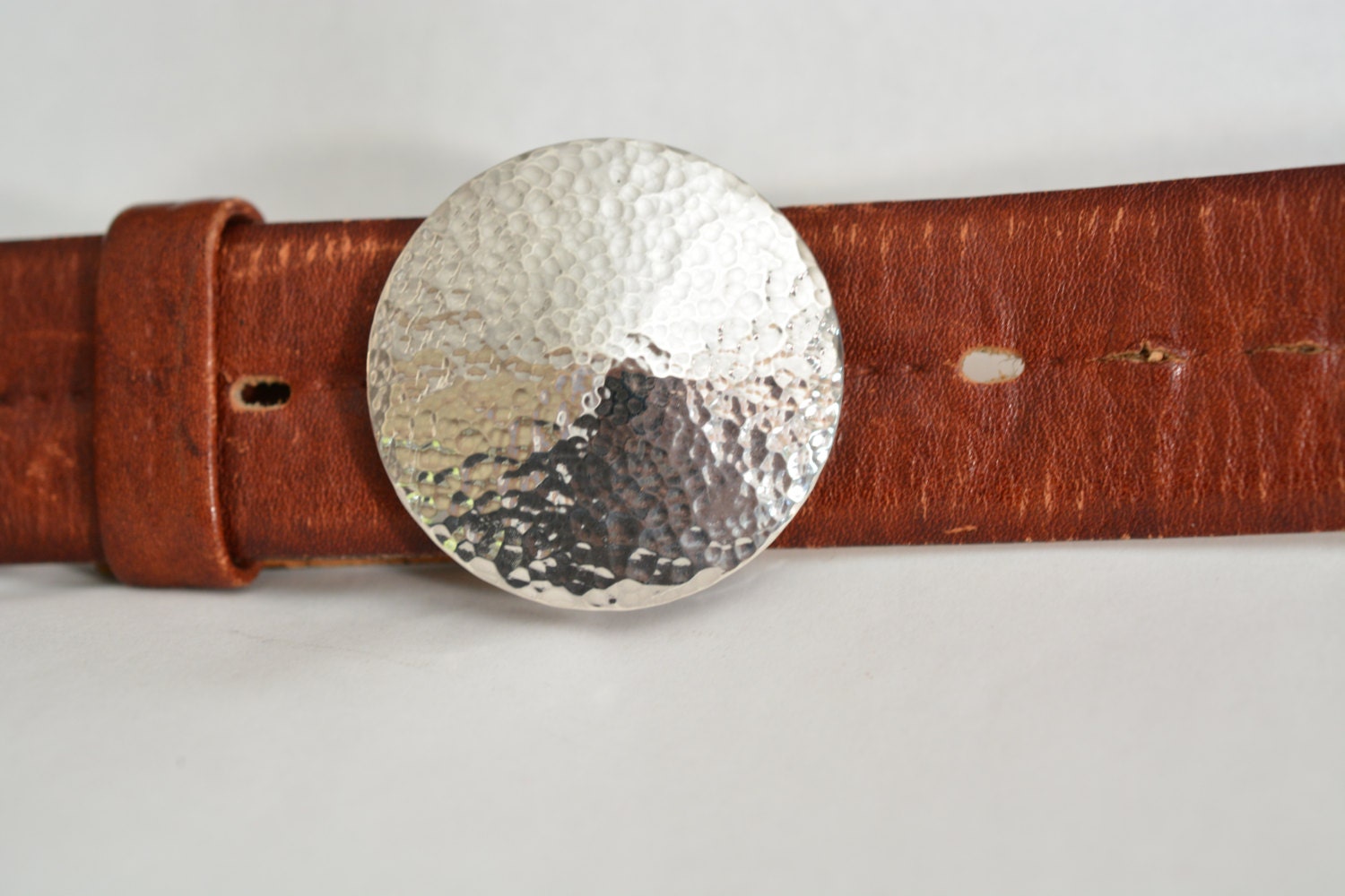 Hammered Sterling Silver Belt Buckle Full Moon