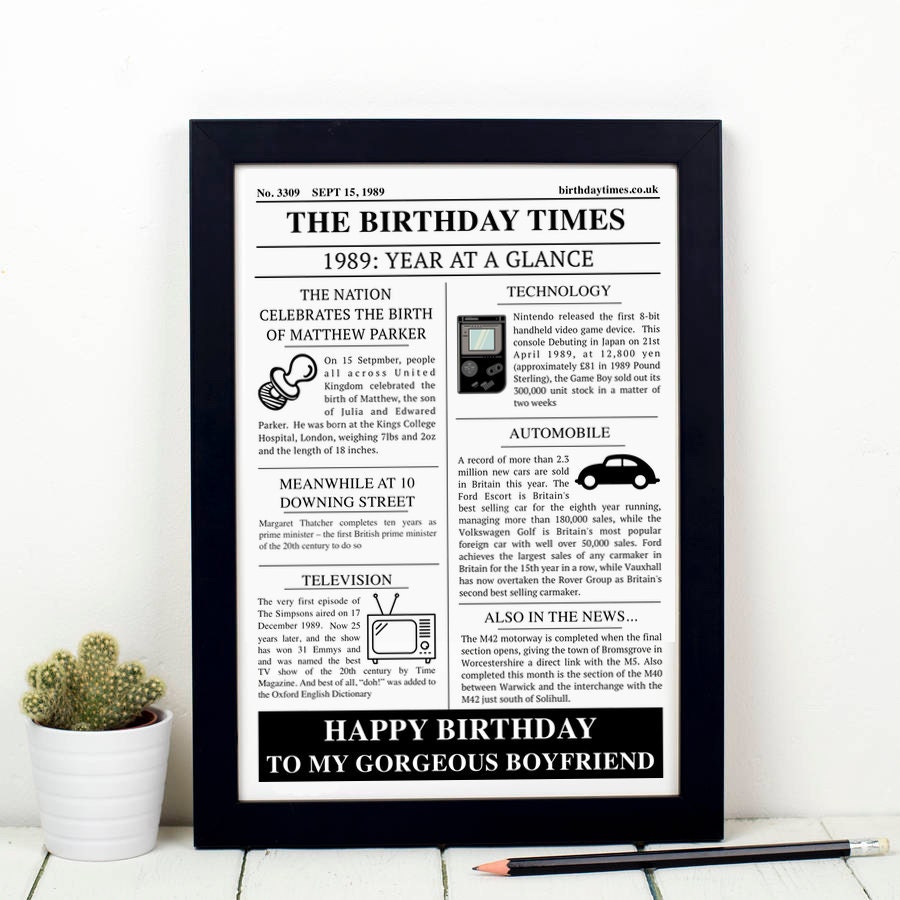 Personalised Birthday Newspaper Print from NotYourOrdinaryGift on Etsy