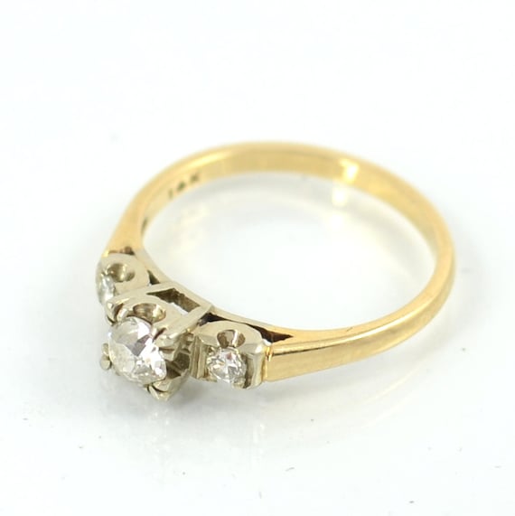 Antique 1920's Engagement Ring Mine Cut Diamonds 14 Karat