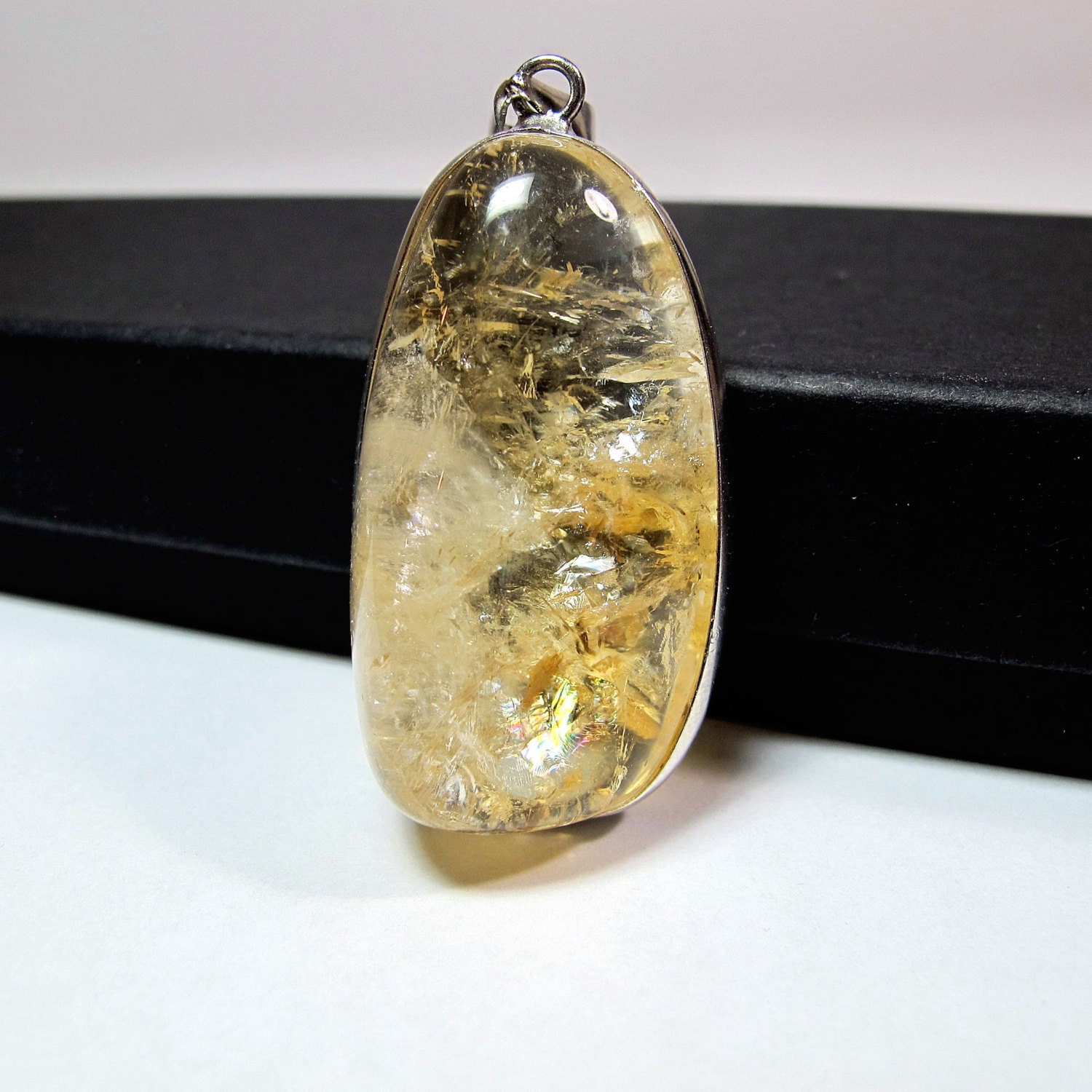 Natural Citrine pendant Gemstone pendant Jewelry supplies