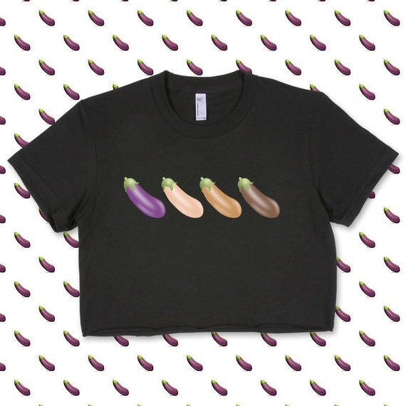 Eggplant Emoji Update Women's Crop Top Alex Bibian by alexbibian