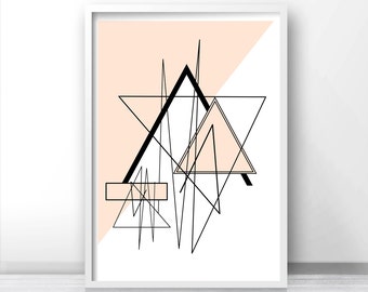 Digital Download Geometric Wall Art, Printable Art, Modern Abstract Download Print, Pink Wall Decor, Abstract Art Print, Modern Wall Art
