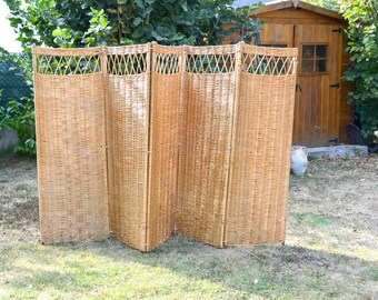 Screen rattan/wicker vintage, 5 panels