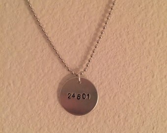 24601 Jean Valjean Les Miserable Broadway Inspired Dog Tag Necklace