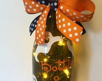 Bottle of Boos Halloween Wine Bottle Light/wine bottle light/ Halloween glass light/Halloween light