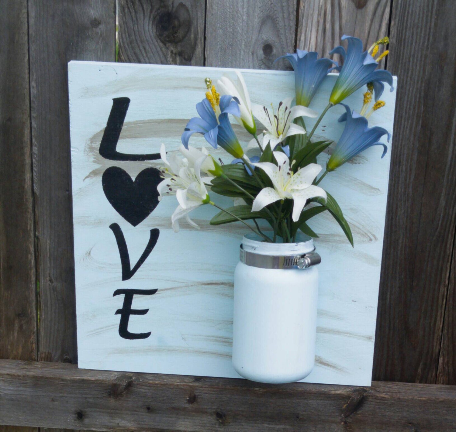 Cottage wall decor mason jar vase floating mason jar