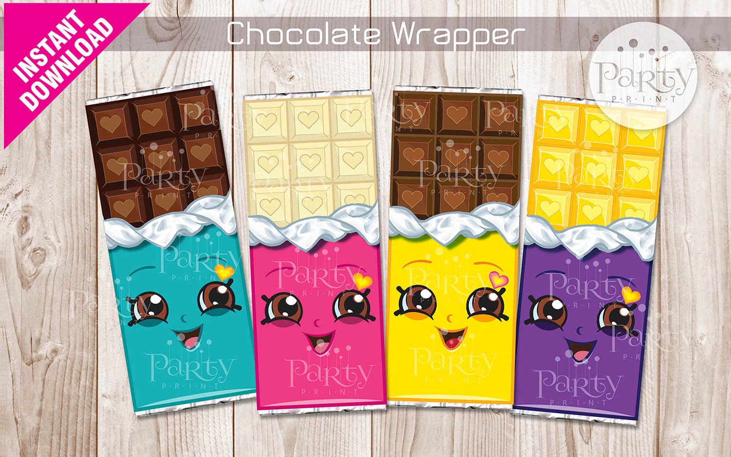 Chocolate Wrappers Hershey 1.55 Oz Shopkins by Partyprintkk