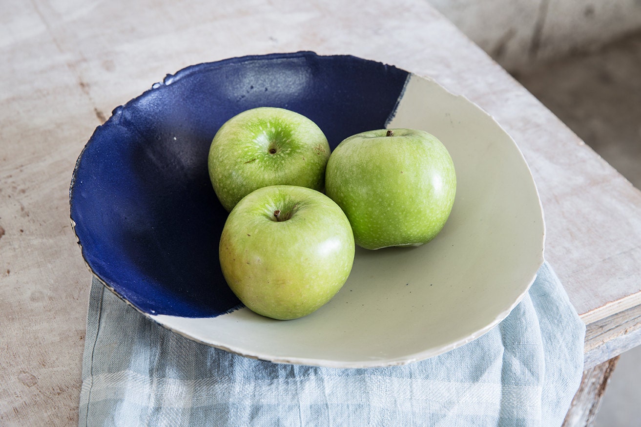 Ceramic Fruit Bowl Blue And White Bowl Salad Bowl Stoneware