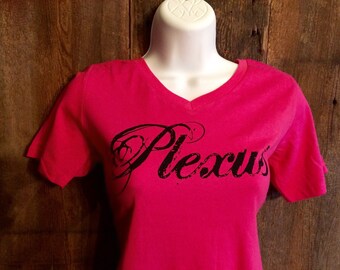 Plexus Scroll Women's Pink and Black V-neck Shirt, Plexus, Plexus Shirt, Plexus Swag, Plexus Shirts, Plexus apparel, Plexus clothing