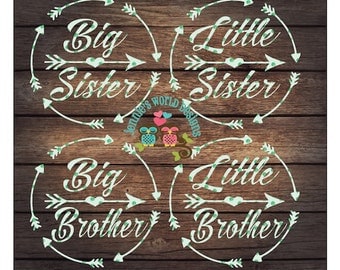 Big Sister/Brother Little Sister/Brother Bundle, Arrow, Circle, SVG/DXF/PNG Cutable File
