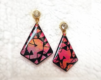 PINK EARRINGS - Earrings Handmade,Earrings Dangle,Modern Earrings,Resin Jewelry,Pink Earrings Dangle,Resin Earrings,Inspirational Earrings