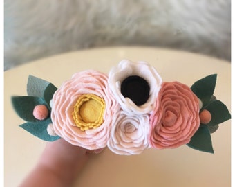 FELT FLOWER CROWN // Woodland Crown // Fairy Crown // Flower Girl // Floral Crown // Roses + Anemones // Blush + Nude + Linen