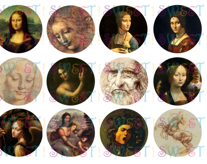 Edible Da Vinci Paintings Cupcake, Cookie & Oreo Toppers - Wafer Paper or Frosting Sheet