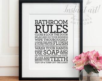 Wash hands printable art bathroom art bathroom by TheCrownPrints