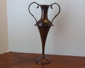 Metal Double Handled Vase, Metal Trophy Vase, Metal Vase 11 1/2 inches tall, Victorian Style Ewer, Tuscany Vase, Reduced to 19.99 from 23.99