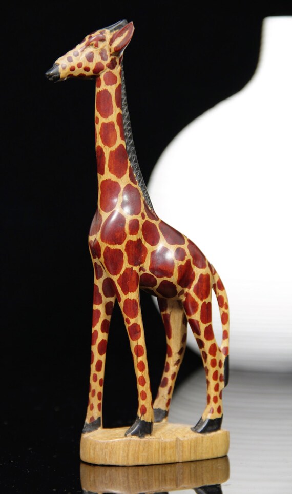 Hand Crafted African Wooden Giraffe Sculpture/ Figurine