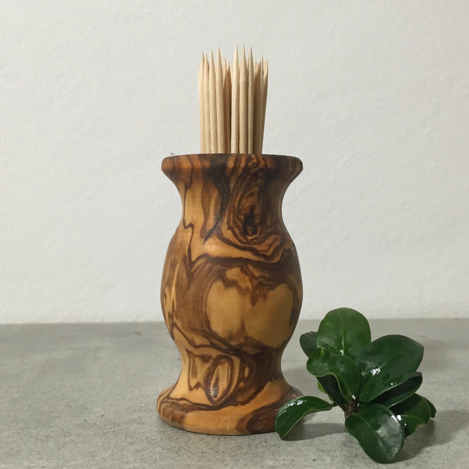 Toothpick holder olive wood natural handmade rustic rustic