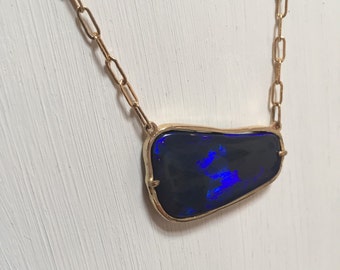 Huge Australian Black Opal Necklace