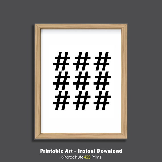 Hashtag Printable instant download hashtag symbol symbols