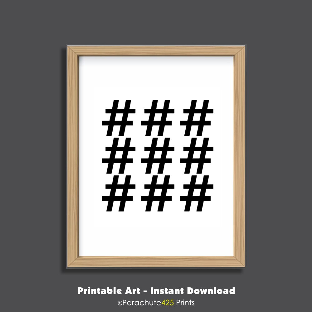 Hashtag Printable instant download hashtag symbol symbols
