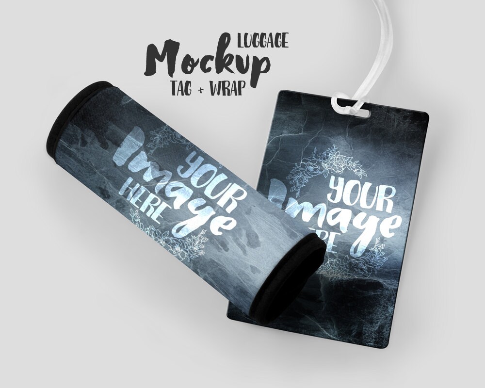 Download Luggage Tag and Luggage Wrap mockup template Gift Set