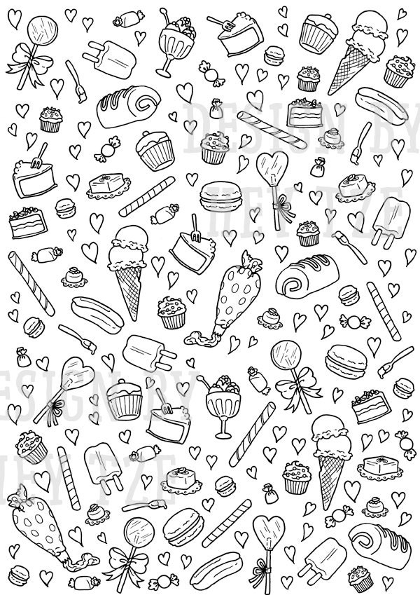 Sweets And Pastries Colouring Page sweets colouring page