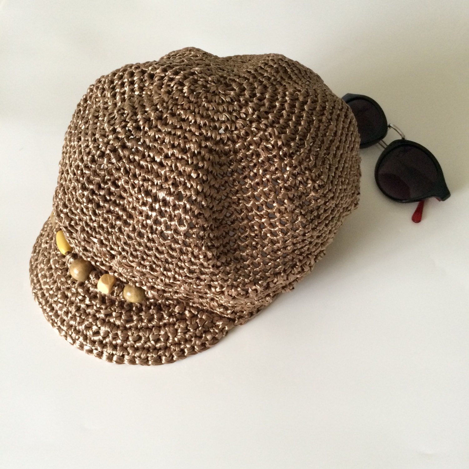 Crochet newsboy cap.Newsboy hat.Crochet visor hat.Visor