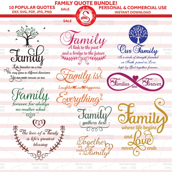 Download 10 Family Quotes Cutting File SVG DXF PDF jpg png