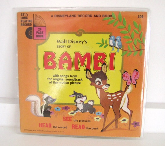 Vintage Disney Bambi Book and Record 1966