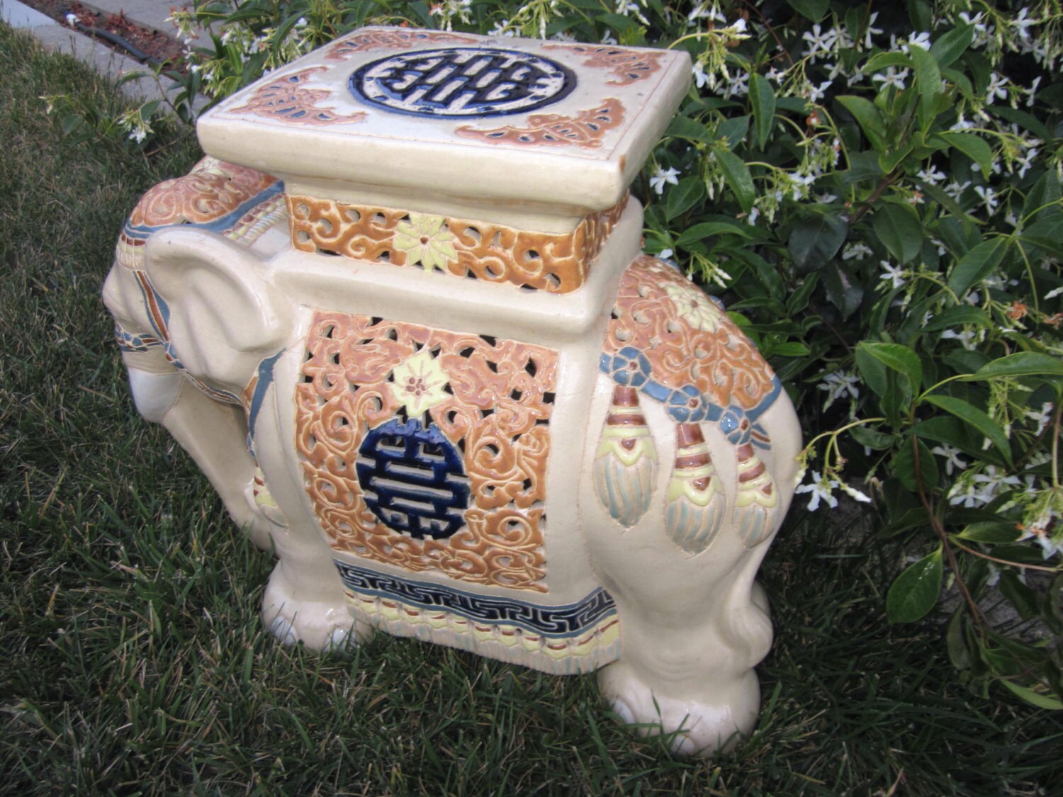 Vintage Vietnamese Elephant Garden Stool side table