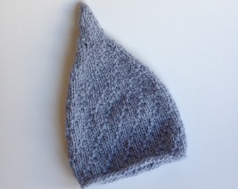 Hand Knitted Sky Blue Pixie Baby Hat in 3-6 month