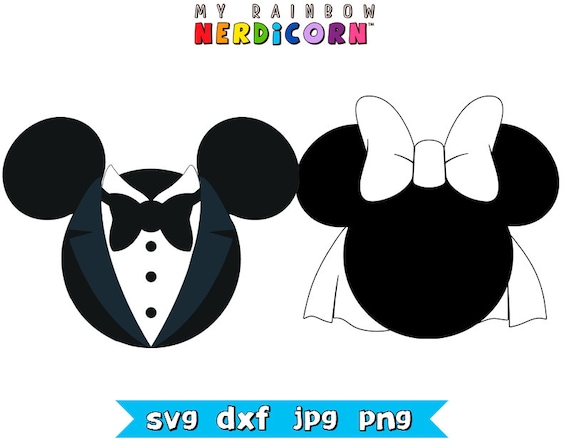 Mickey Minnie Mouse bride and groom ears svg by ...