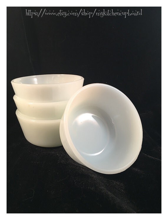 Items similar to Milk glass custard cups; set of four 6 ounce ovenproof