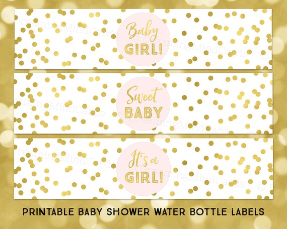 printable water bottle labels its a girl baby shower