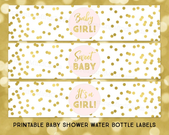 printable water bottle labels its a girl baby shower