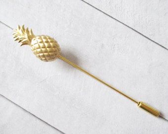 Pineapple stick pin Gold brass fruit stick brooch Gold lapel pin Brass Bar pin Summer Wedding Bridesmaids Bridal Gifts for her Women jewelry