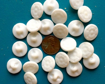 Vintage Czech Milk Glass Buttons 12pcs 15MM Antique 5/8" Chrysanthemum Self-Shank Buttons 23-24L Weddings Crafts Historical Vintage Unusual