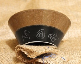 Ceramic bowl,ethnic,black,unisex,black,gift for him,pottery plate,gift plate,custom plate,dinnerware,decor plate,engraving,unique gift