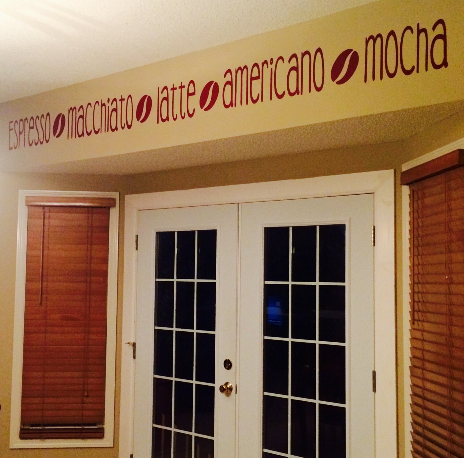 Coffee themed wall vinyl decal Coffee words wall decal