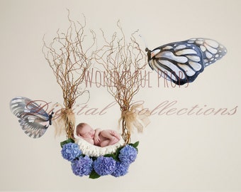 Digital Newborn Photography Prop Backdrop - Butterfly Hanging Nest