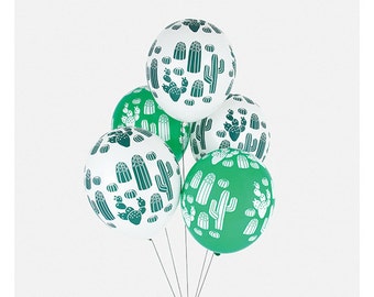Cactus print latex balloons. Set of 5. Cacti balloon. Cactus balloons. Desert party balloons. Fiesta party decor. Desert party decor.