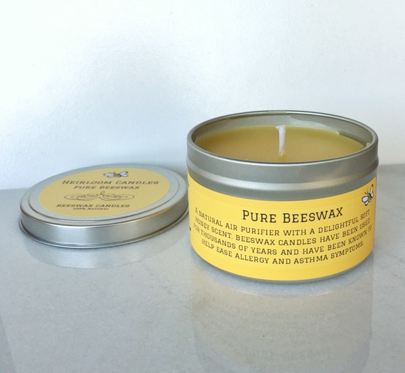 100 Natural Beeswax Candle Tin 8oz Air by HeirloomCandles