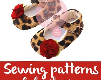 Baby sewing pattern PDF/ Leopard Baby shoe pattern / newborn shoes with Flower / girls mary jane shoes / little girl shoes / Size 0m-12m