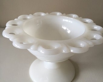 Vintage milk glass compote, mini size, for milk glass collector.