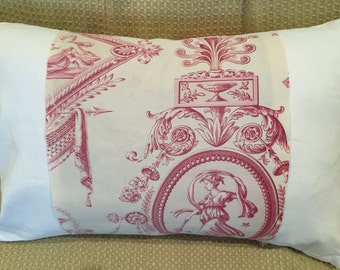 19th Century French Toile Pillow Cover, Repurposed Antique Toile De Jouy French Country Shabby Chic NEW Decorative Pillow 1800s Linen